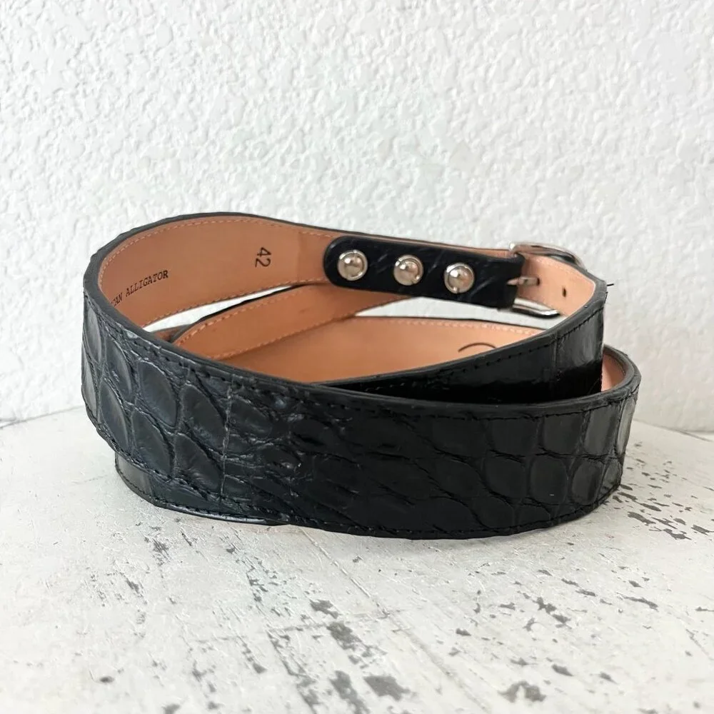 Rod Patrick Boots Mens Western Belt 1.5 in Taper 38 Genuine Black Caiman Leather